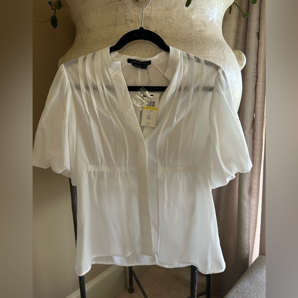 White Button Down Short Sleeve Blouse - Picture 2 of 4